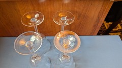4 Lenox Allure crystal water glass goblets, petal stem, optic crystal, 7 5/8″