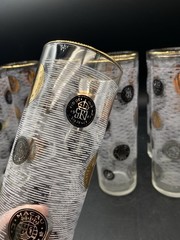 MCM Libbey 22k Gold Trim Coin Tom Collins 7” Highball Bar Glasses Set Of 8