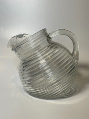 Anchor Hocking Manhattan Clear Glass Ribbed Tilt Ball Pitcher Vintage