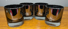 Vintage Platinum Dorothy Thorpe Style Low Ball Bourbon Glasses Silver MCM Glass