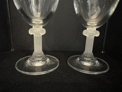 Set of 2 Mikasa Parthenon Frost Iced Tea Wine Glasses 7 3/8″ Frosted Column Stem