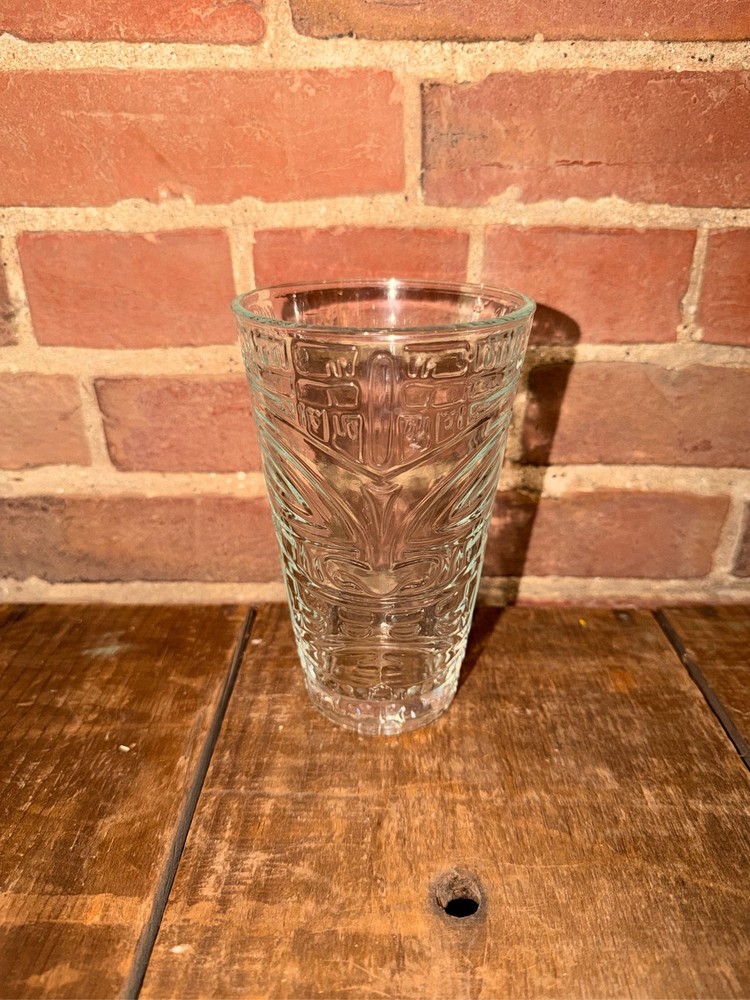 Libbey Clear Tiki Statue Tumbler Glass Hawaiian Cocktail Pint 20 oz Bar Drinks