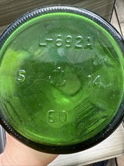 Pair Of AnchorHocking Green Glass Refrigerator Water/Juice Bottles 40oz No Lids