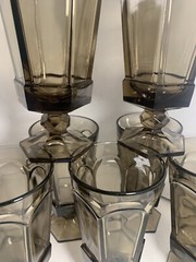 Fostoria Virginia Brown Smokey Wine Water Goblets Footed Glasses 7.25” Set of 7