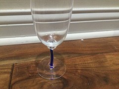 Rare Vintage Signed/stamp Murano Blown clear Wine Glass 6.5″ blue art fillament