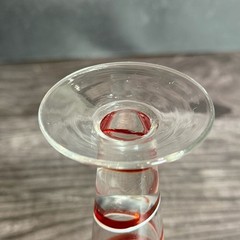 Red and White Swirl Art Glass Cordial Tapered Liqueur Glass