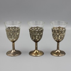 Vintage Leonard Silverplated Ornate Cordial/Liquor Glasses – Set of 3