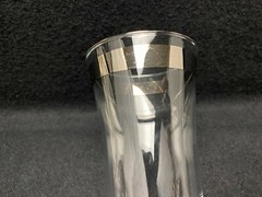 Vintage Lot of 5 Clear Goblets with Silver Band Footed Parfait Glasses 6 1/4″