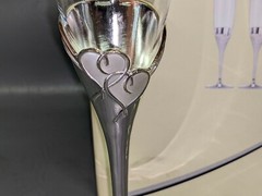 Lenox True Love Champagne Flute Set of 2 Toasting Glasses Silverplated Stem (45)