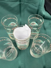 Set 5 Libbey Southwest Meissen Aztec Glass Tumblers