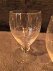 Set Of 4 Vintage Crystal Etched Wheat Pattern Wine Water Glasses