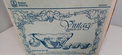 Anchor Hocking Vintage Punch Bowl Grape Design 14 Pc Set Original Box 600/92a