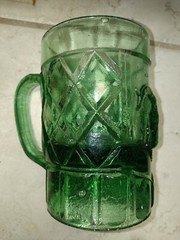 Vintage Pulque Aqua Light Green Chivo Goat Drinking Glass Goblet Mug Mexico