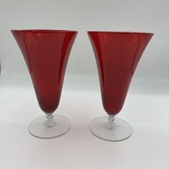 MORGANTOWN GLASS CO. PARMA SPANISH RED #7625 13-OUNCE FOOTED ICED TEA TUMBLER!