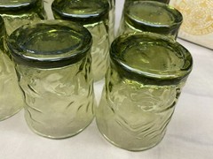 Set of 12 ~ Libbey «AZTEC» Olive Green ~ Old Fashioned Glass Tumblers ~ 8 oz.