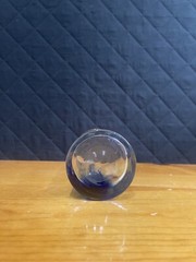 Heavy Clear Glass Dimpled Tumbler with Cobalt Blue Swish