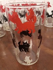 10 VTG/MCM Libbey Glasses W/ Red Black & White Scottie Scotty Dog Tumblers Juice