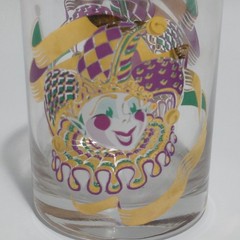 Culver Mardi Gras Jester 4 1/8″ Rock Glass 22-karat Gold Embellishments
