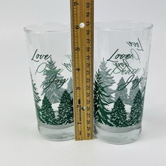 2 Libbey Royal Norfolk Winter Wonderland Glasses Love Peace Joy Snow Trees