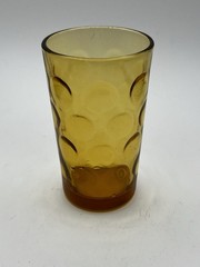 Vintage Hazel Atlas Amber El Dorado Optic Dot Coin Glass Tumbler 5″ Replacement