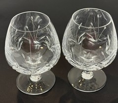 Mikasa 2 Crystal Cognac/Brandy Snifter Etched Glass Petit Point Retired Austria