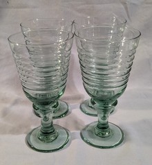Set 4 Vtg LIBBEY 90s Sirrus Spanish Green Glass Water ICE TEA Goblet 7.5″ in EUC