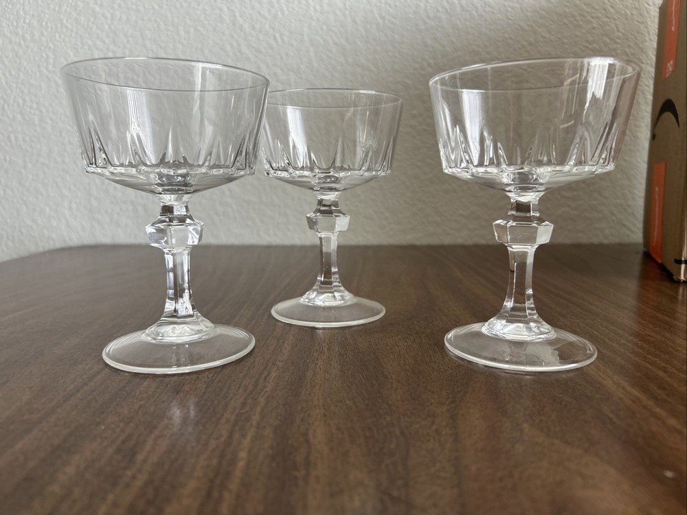 3 Princess House Crystal Esprit Champagne Tall Sherbet Glasses 5.25″