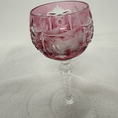 Vintage Echt Bleikristall Cut to Clear Cranberry Pink 4.5 Inch Cordial Glass