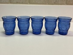 Maryland Glass Company Ring of Rings Cobalt Whiskey Glasses Set of 5