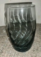Vintage Libbey Swirl Pattern Juice 4.5 Inch Glass Tumbler Light Aqua Color