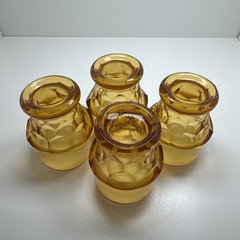 Set of 4 Vintage Anchor Hocking Georgian Amber Honeycomb Glass Tumblers MCM