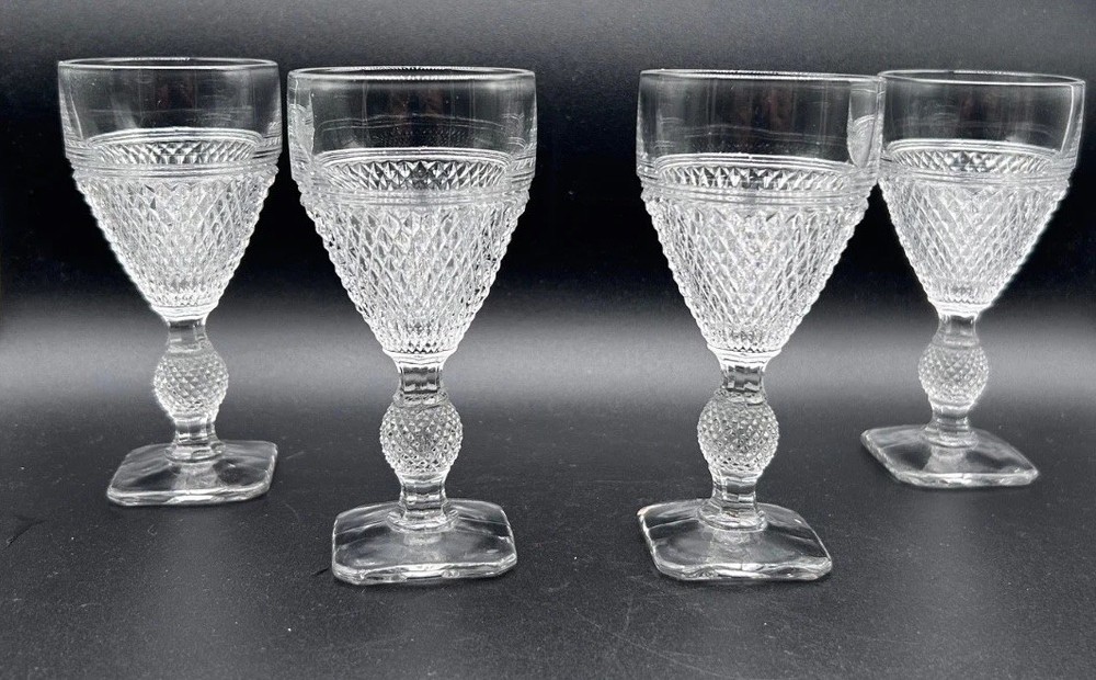 Cambridge WINE GOBLETS MOUNT MT VERNON CRYSTAL 4 1/2″ – 3 OZ Set Of 4 Vintage