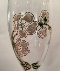 Pair of 2 Vintage Perrier Jouet Hand Painted Champagne Flutes – 7.5”