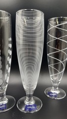 Set Of 4 Mikasa Etched Clear «Cheers» Pilsner Glasses 9.5″