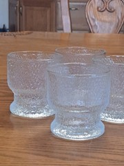 Indiana Glass Vintage 1960’s Ice Tree Bark Footed Water Textured Rock Glasses 10