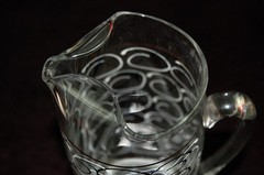 RARE VTG MCM ATOMIC SWIRL COCKTAIL BAR SET PITCHER 6 GLASSES BLK/WHT by SINCLAIR