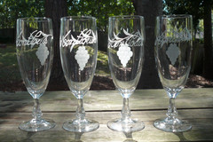 Saintlouis Winery Set of 4 Etched Grape Crystal Champagne Flutes France