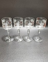 Glastonbury Lotus 66-2 Cordial Glasses, Clear Glass 4PC Etched Floral Dot & Swag