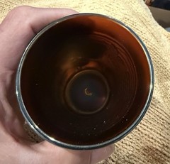 Joe St. Clair Amethyst Carnival Glass Holly Band Tumbler