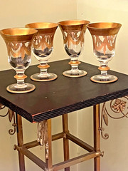Four Medici 24 Karat Gold Water Goblet, Antique, Rare, Italian. Arte Italica.