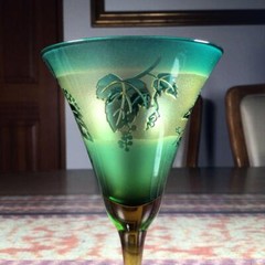 Wine Glass Kiriko Engraved on the glass #28 8.5x17cm/3.34×6.69″ set of 2 Wine