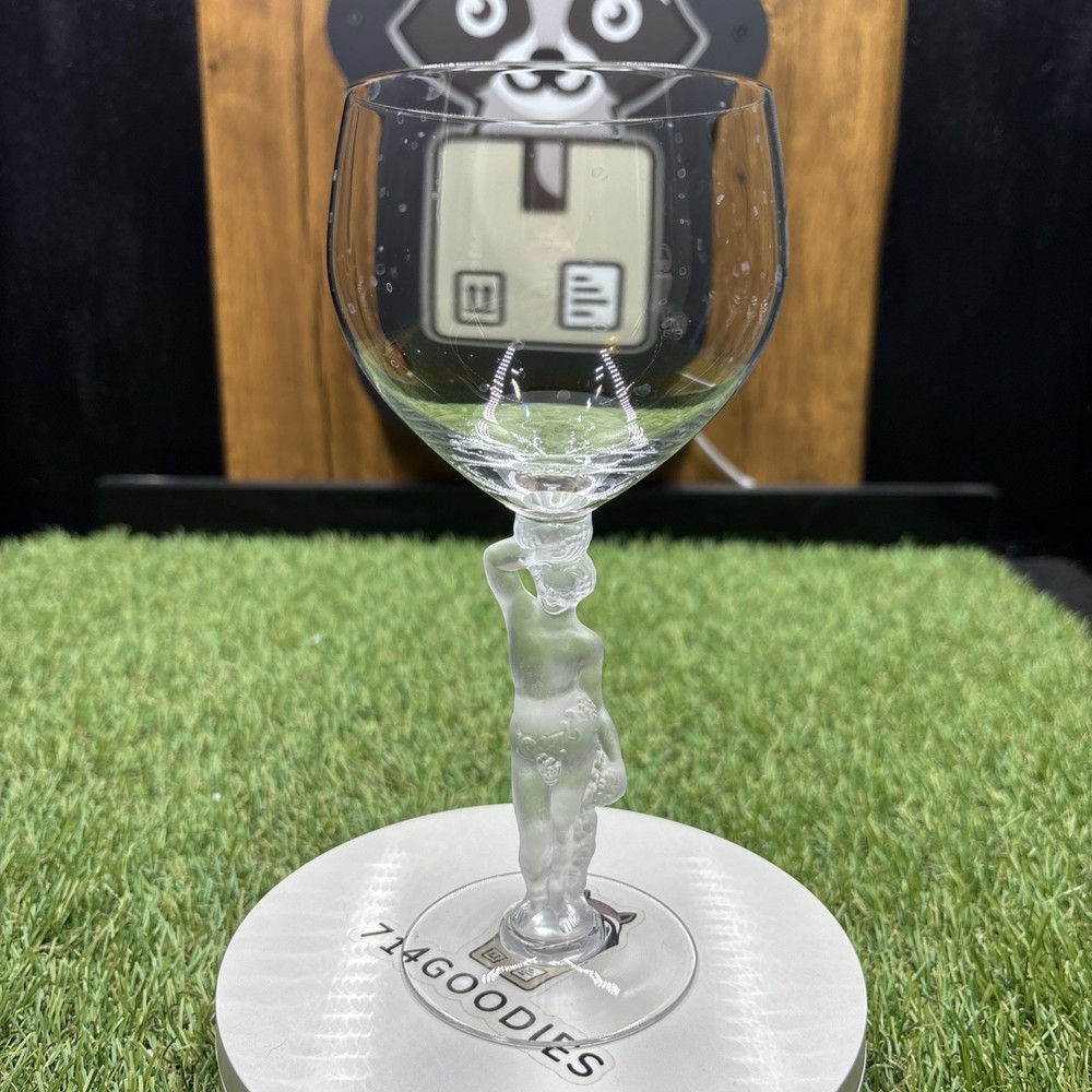 Vintage Bayel Crystal Bacchus Male Nude Frosted Figural Stem Wine Glass 7 1/4″