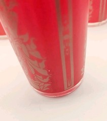 Vintage 1960s Culver Red Gold Thai Goddess Drinking Glasses Set of 8