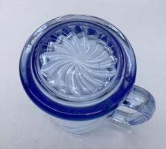 Light Ice Blue Glass Beer Mug, Stein, Swirl, Star Base, 5.5”