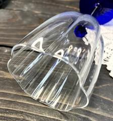 Flower Shaped Wine Glasses Cobalt Blue Stem 8 1/4” Tall Set Of 5 Hand Blown