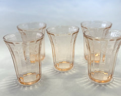 Set of 5 Jeannette CHERRY BLOSSOM Pink Depression 4 1/4″ 9 Oz Flat Tumblers