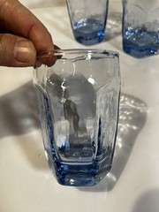 VTG Libbey Glassware CHIVALRY Blue Juice Tumblers – Set of 3 Textured Paneled