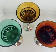 Farber Bros Krome Kraft Cambridge 6 Vintage Art Deco Colored Cocktail Glasses