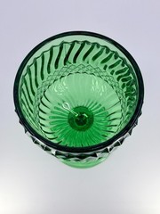 Jersey Swirl Textured Green Goblet L. G. Wright 6.25″H Jersey Swirl Green Glass