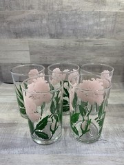 Libbey Pink Iris Glasses Set Of 18, 12 oz, 8 oz., 5 oz., & 4 oz